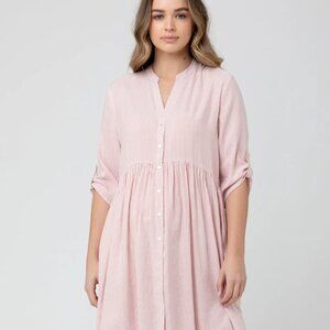 Ripe Maternity Sam Stripe Dress – Terracotta & White – Size M